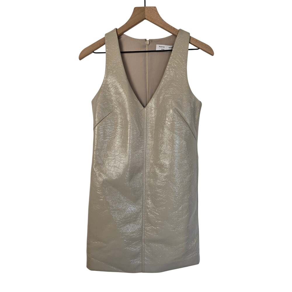 Proenza Schouler White Label Ivory Faux Leather Mini Dress Size 0 NWT